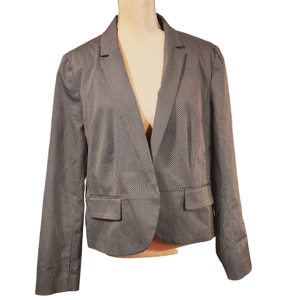Worthington Women's Black White Circle Diamond Blazer Plus Size 18